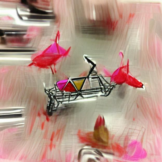 Paper Cranes Ride a Shopping Cart