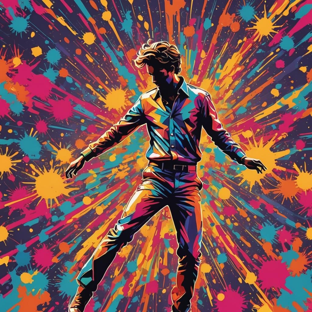 Dancing Figure in a Vibrant Pop Art Explosion