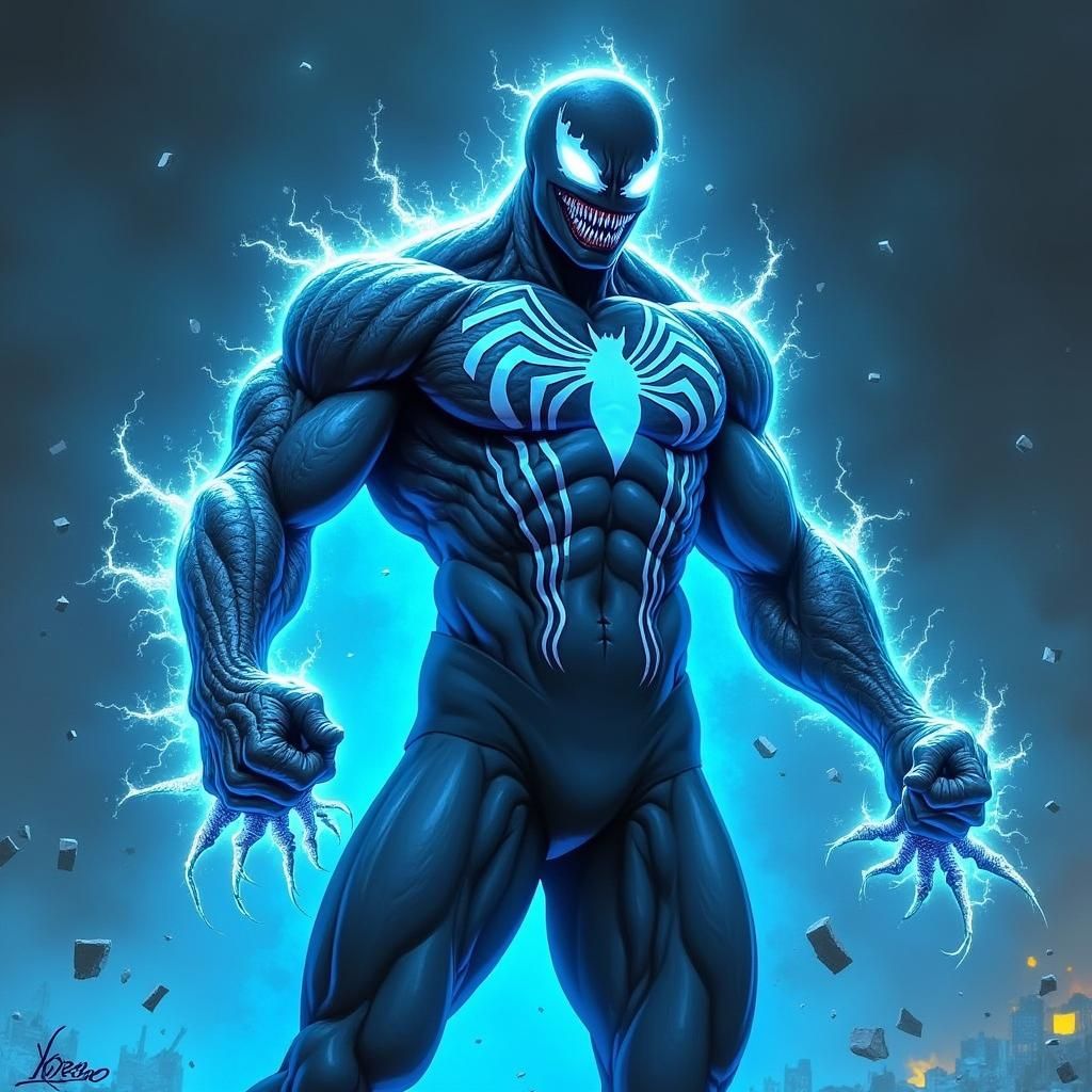 Hero Confronts Symbiotes in Noir Illustration