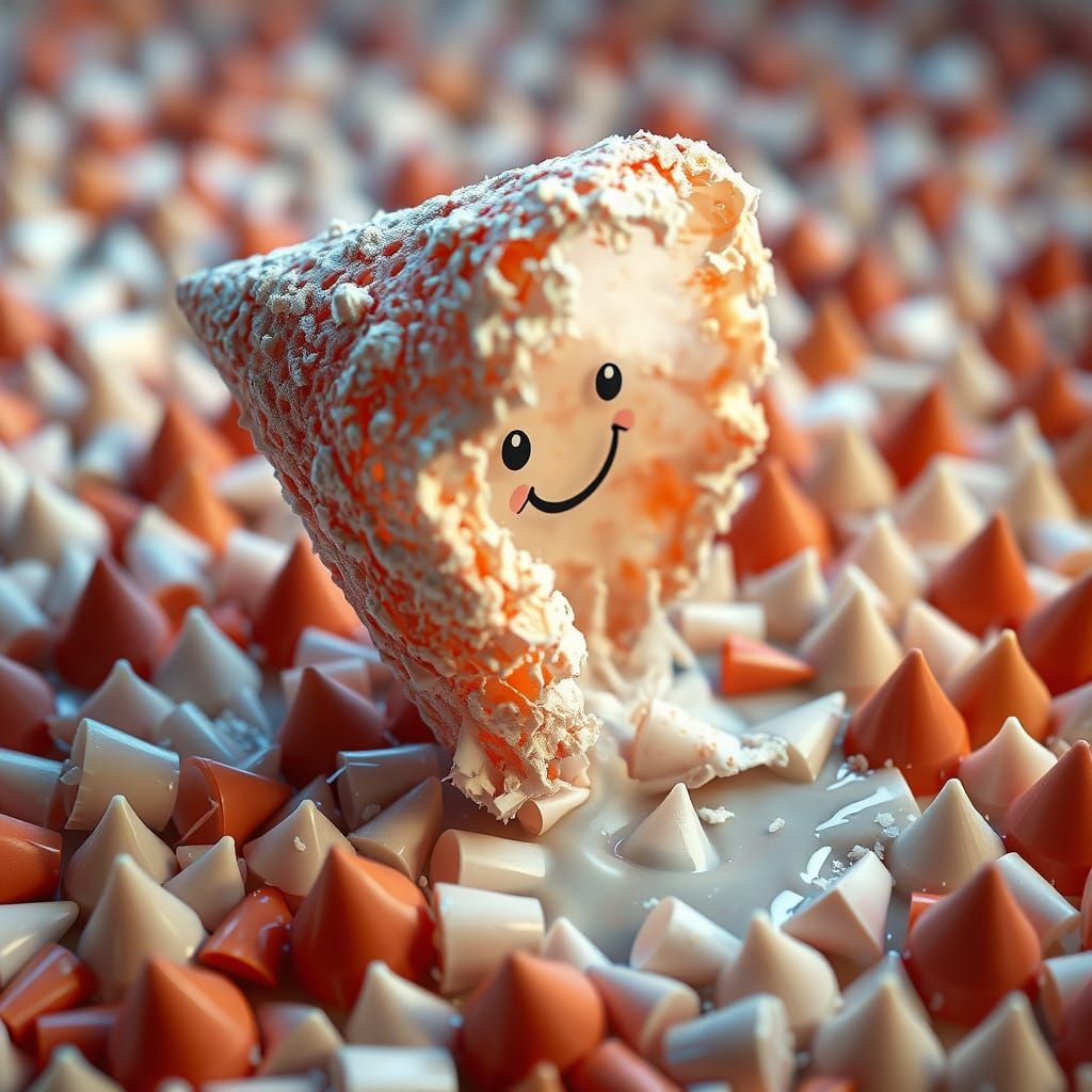 Hyperrealistic CGI Diorama of Melting Polythene Cones