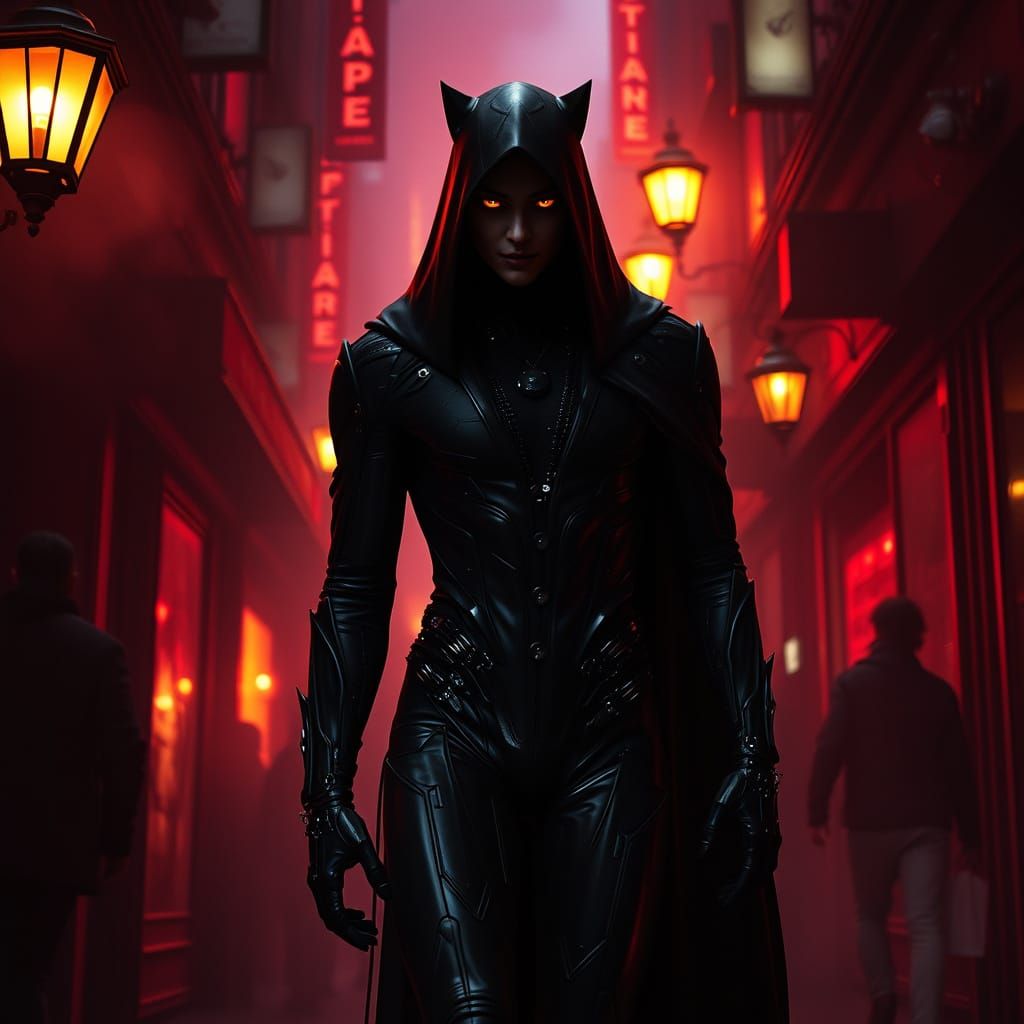 Stealthy Vampire Infiltrator in Cyberpunk Metropolis