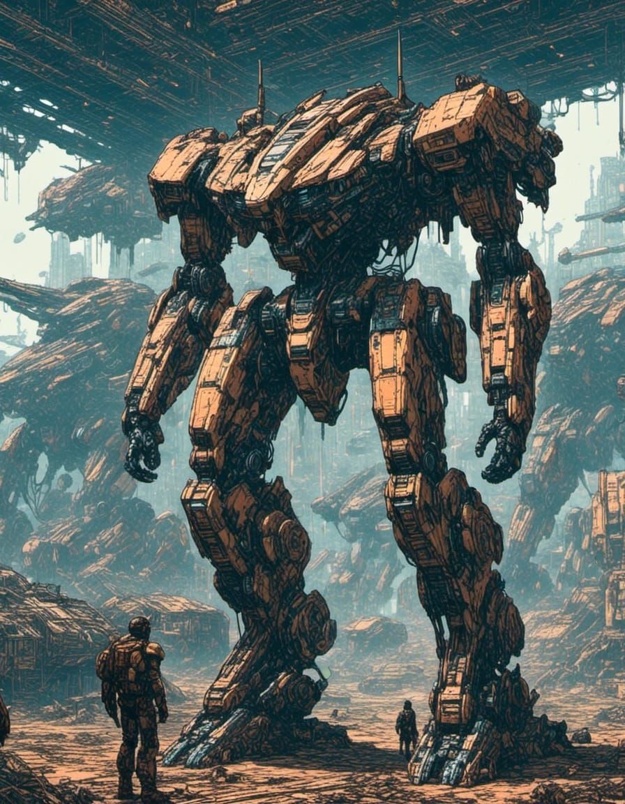 Cyberpunk Mecha Stands Proud