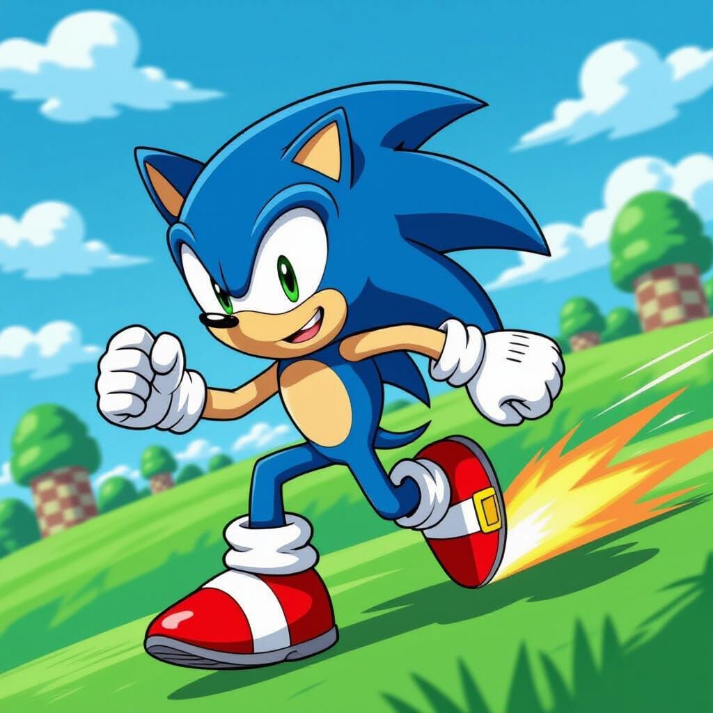 Sonic the Hedgehog Runs Through Green Hill Zone