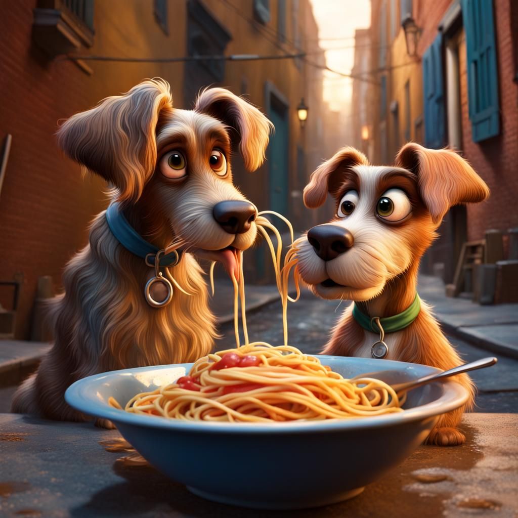 Dogs Recreate Lady and the Tramp Scene