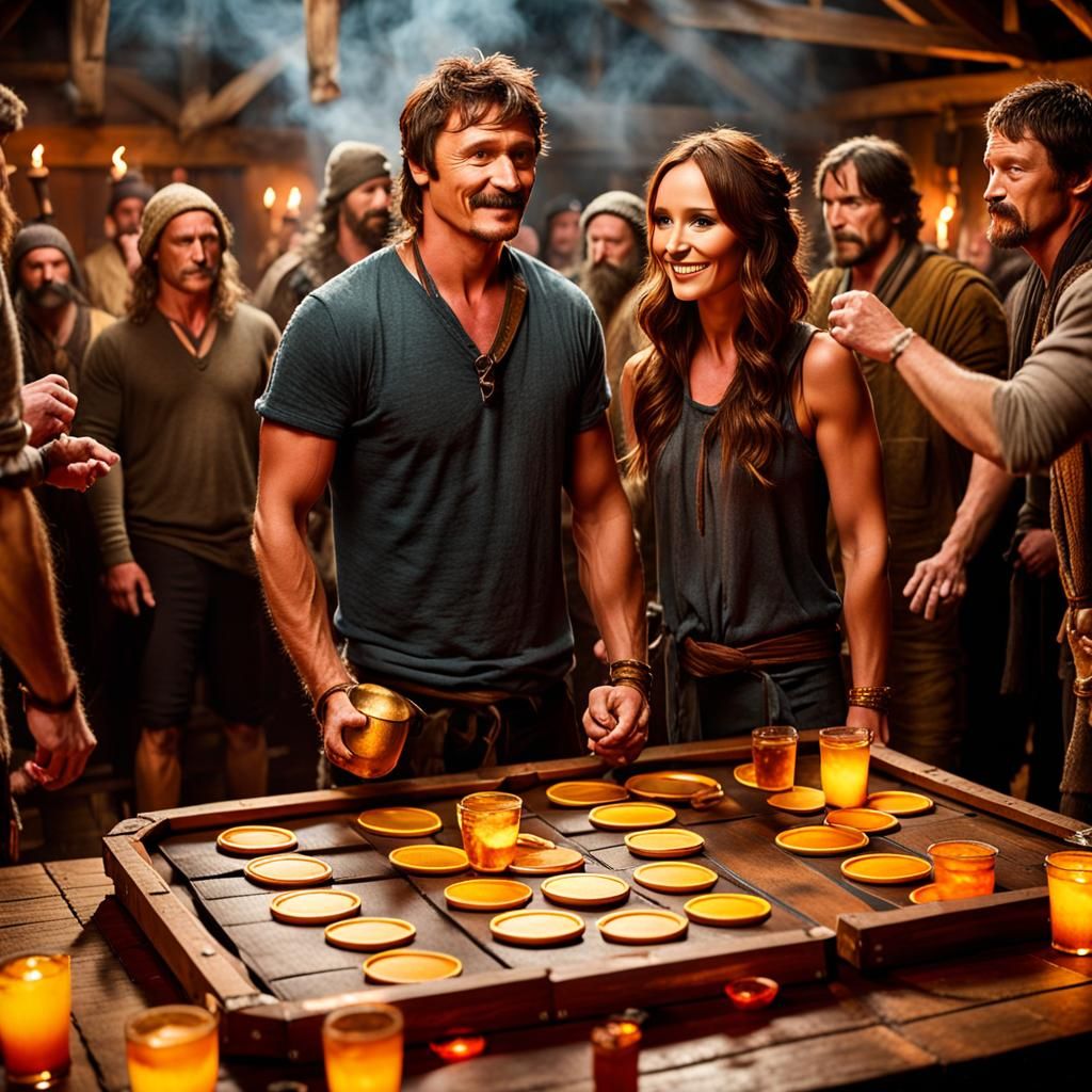 Pedro Pascal and Jennifer Love Hewitt Play Beer Pong