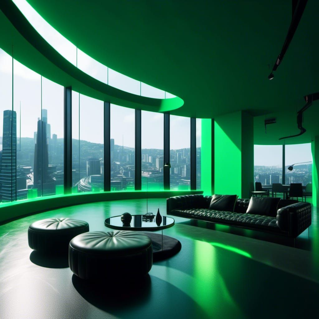 Mirror's Edge Architecture with Green Lighting