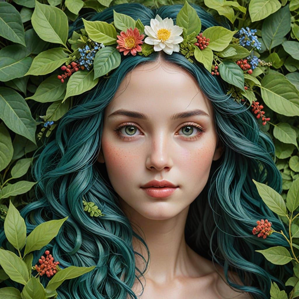 Gentle Face of Mother Earth in Vibrant, Earthy Tones