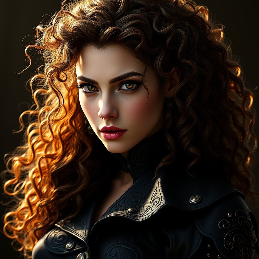 Wild Noblewoman in Black Leather Regalia