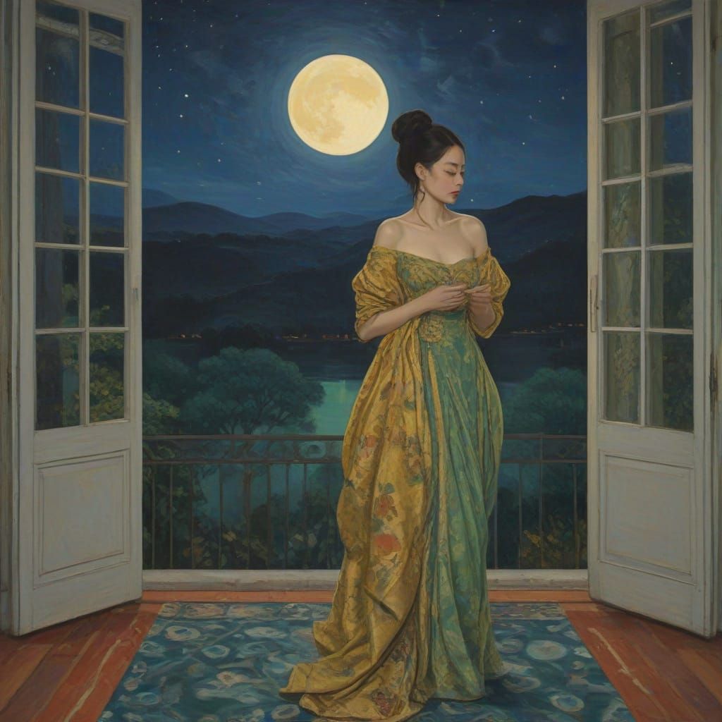 Ethereal Girls Reach for the Starry Night Sky in Vibrant, Ab...