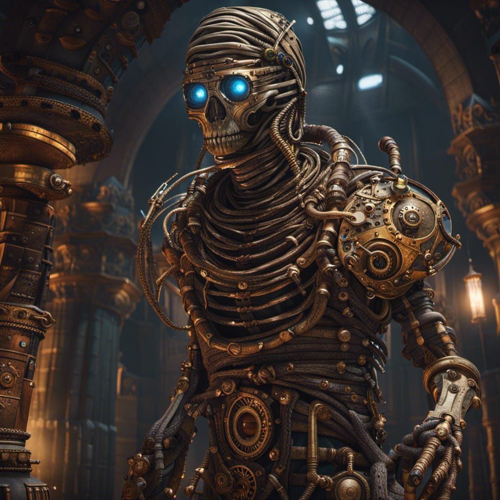 Steampunk Mummy in Detailed Matte Painting Style