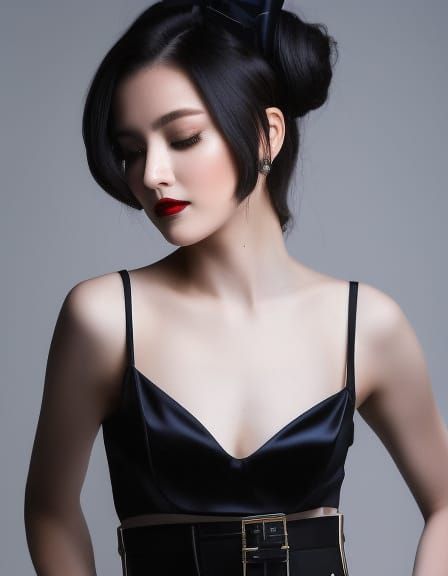 Woman in Tartan Skirt Strolling City Street