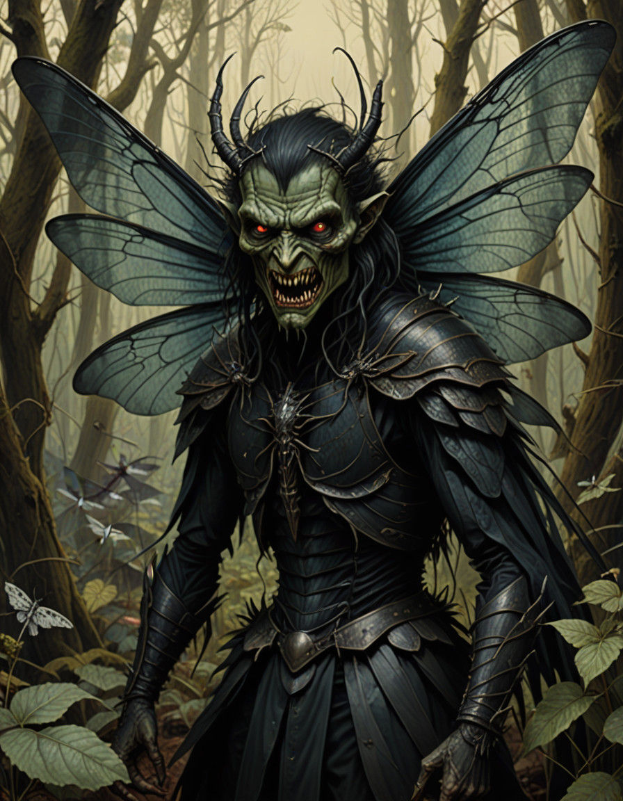 Evil Fairy in a Creepy Woodland Scene