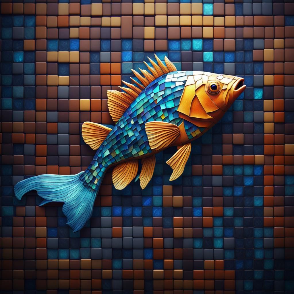Mosaic Fish in Digital Art Style