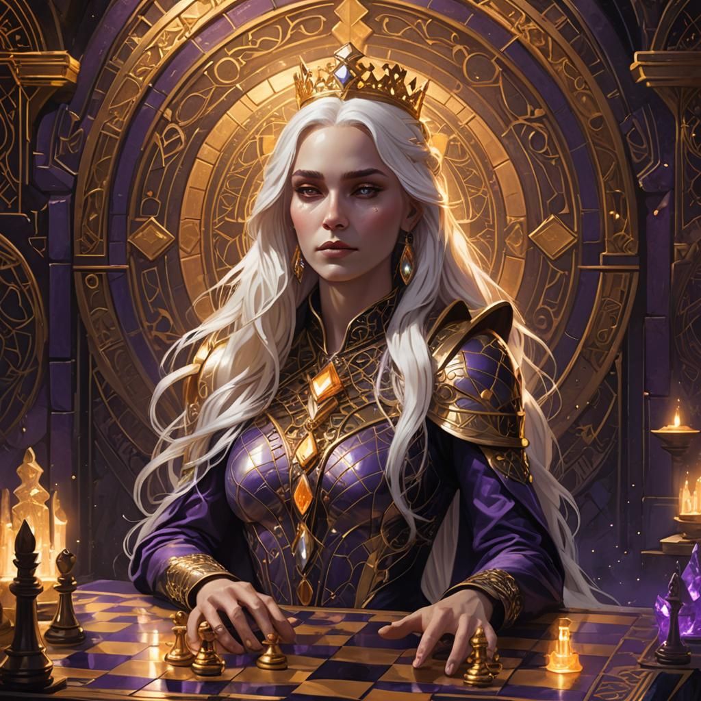 Queen on Chessboard in Vault: Dark Fantasy Concept Art