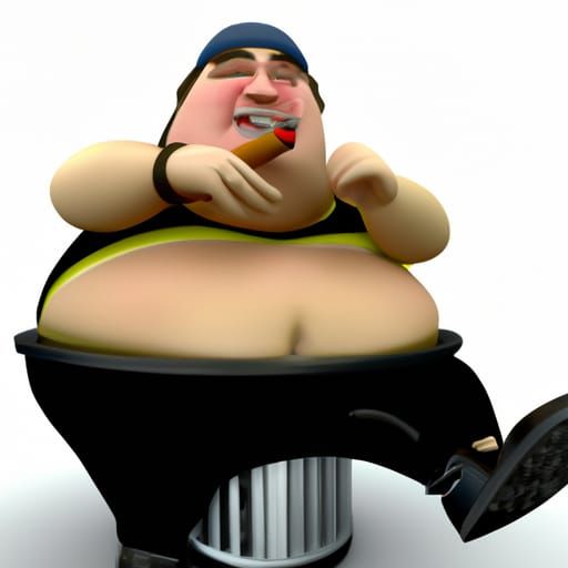 Humorous 3D Render of Fat Man Falling