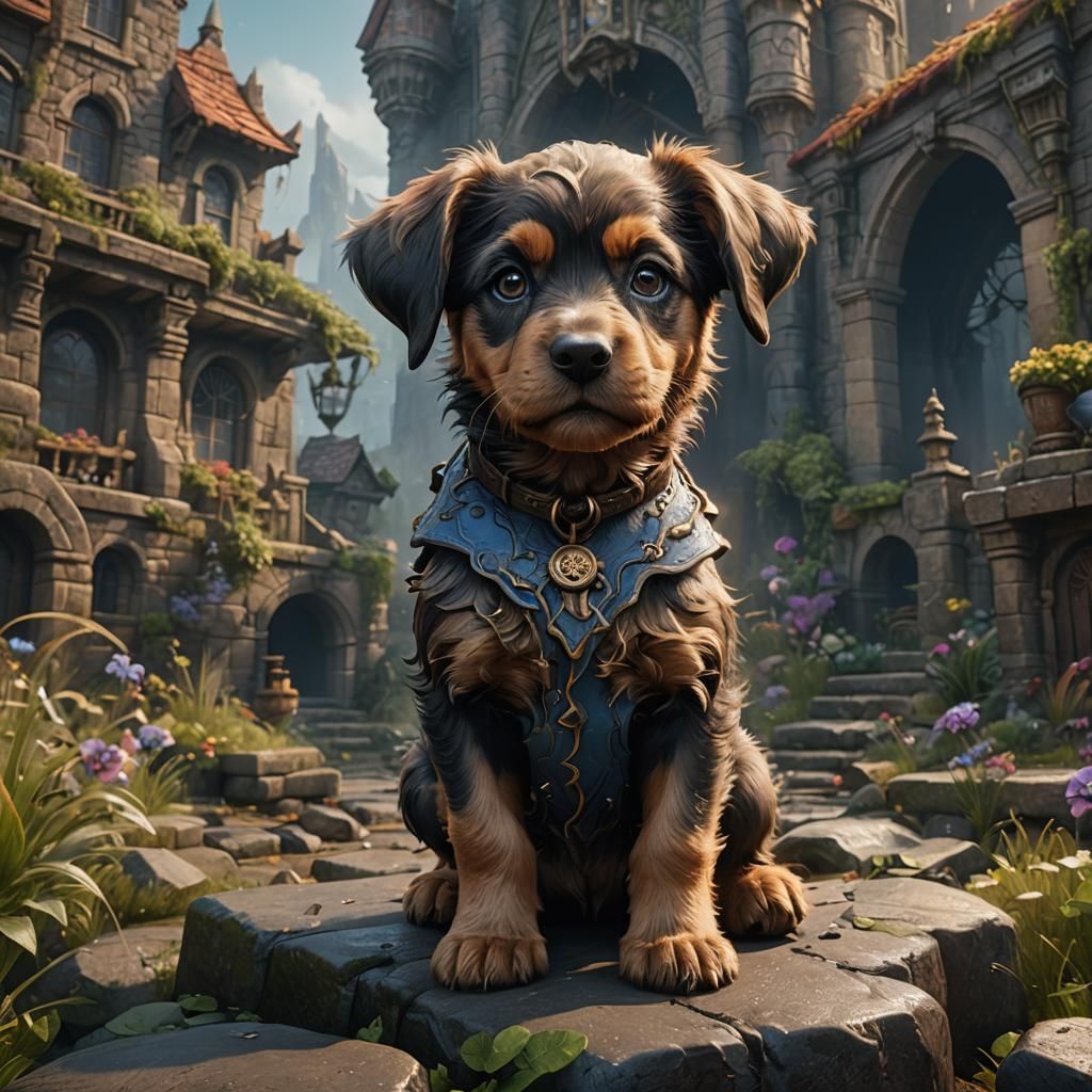 Fantastical Puppy Matte Painting in Deep Color