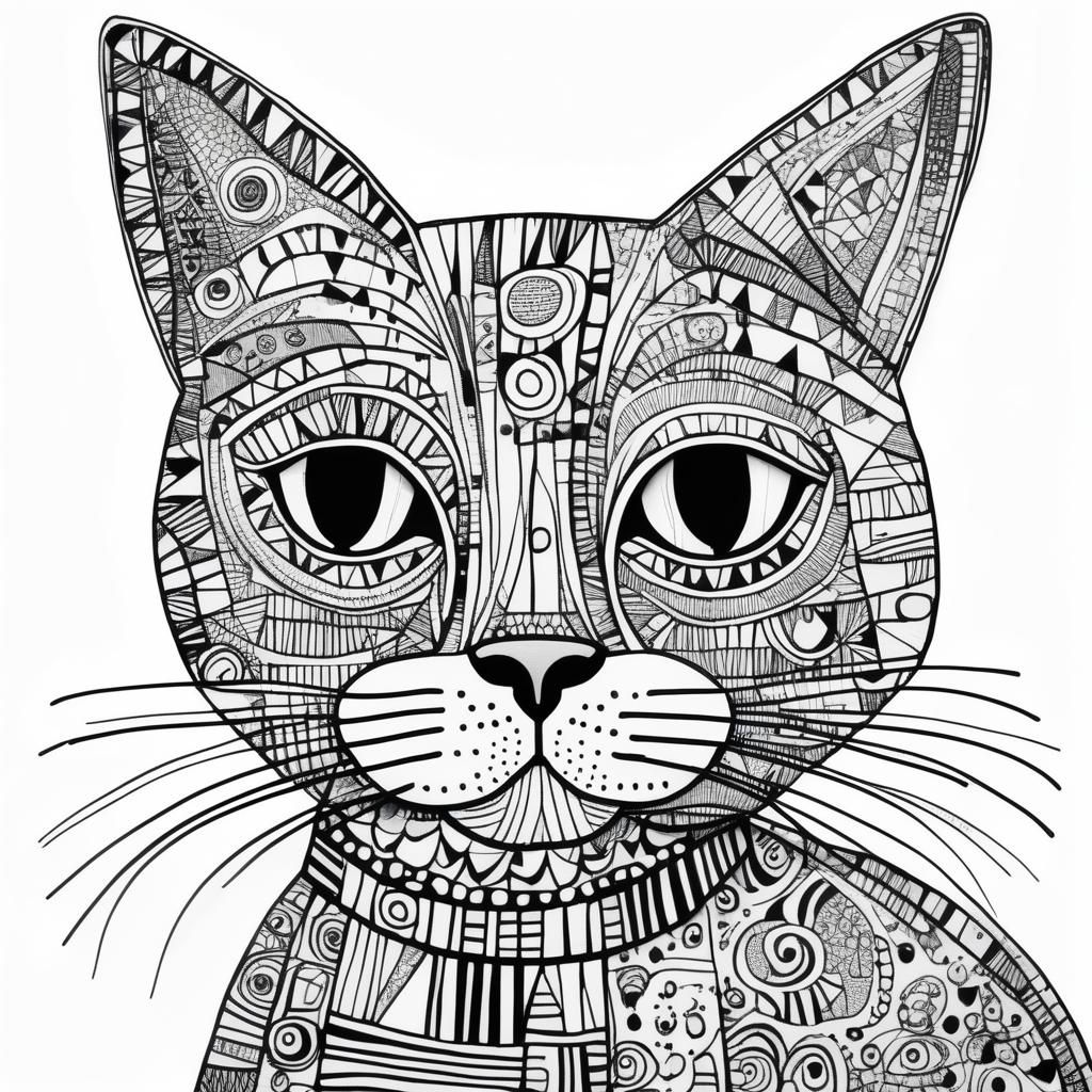 Art Brut Doodle Cat Illustration