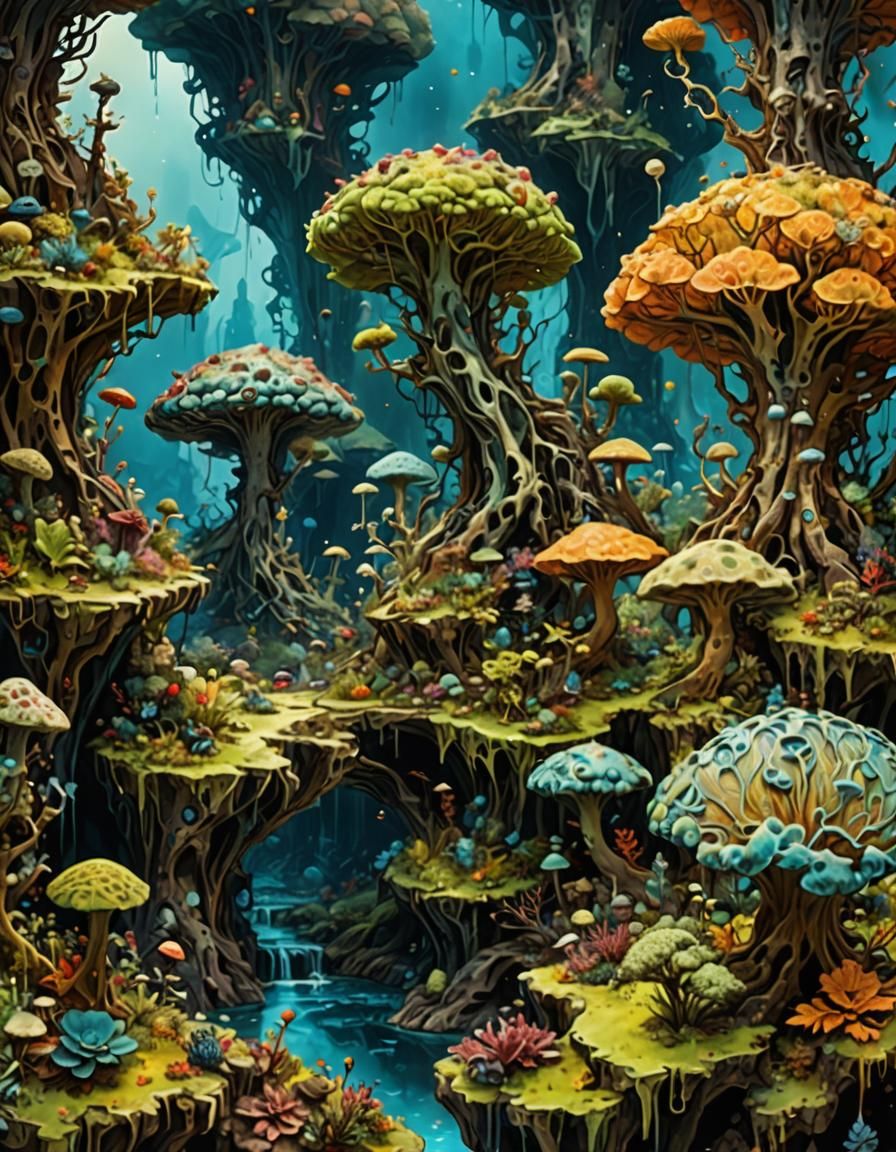 Otherworldly Alcohol Ink Mandelbulb Landscape