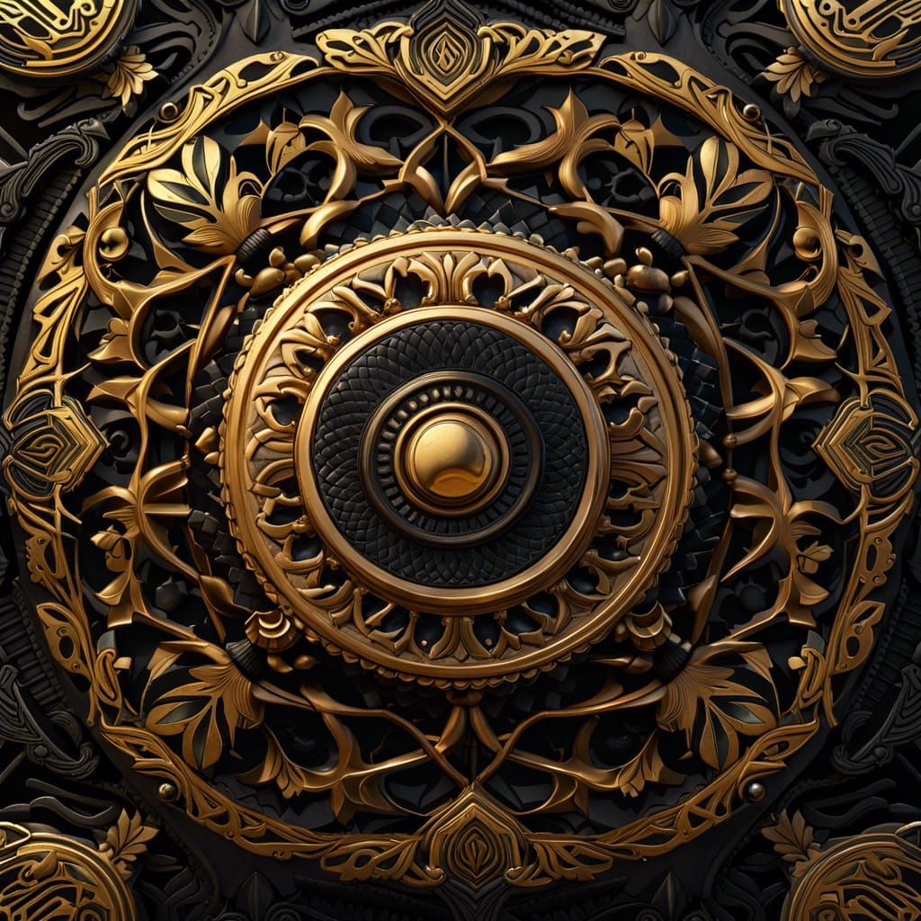 Black and Gold Geometric Mandala in Unreal Engine