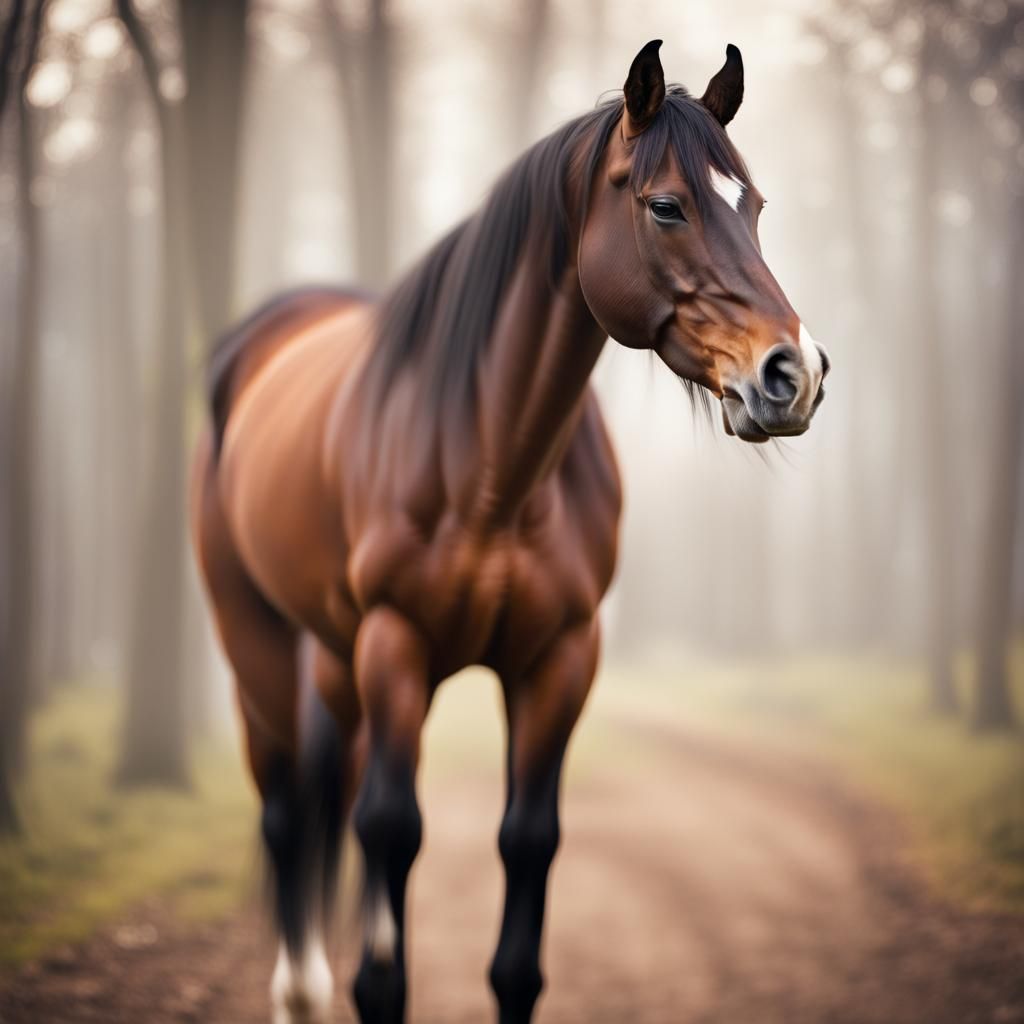 Majestic Horse Captured with Natural Lighting and Bokeh