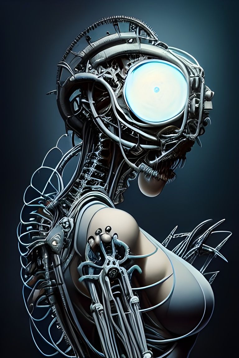 Biomechanical Goddess Digital Art in Photorealistic Style