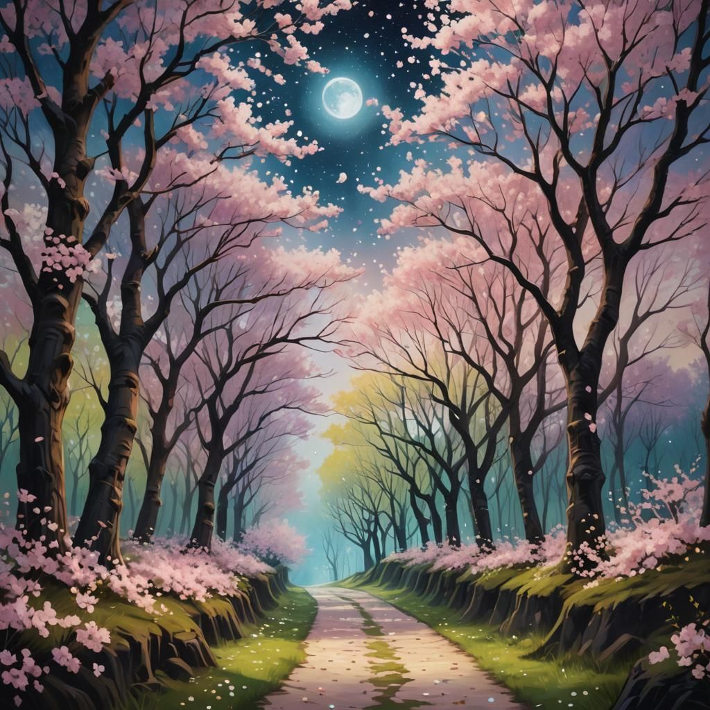 Cherry Blossom Tree Path