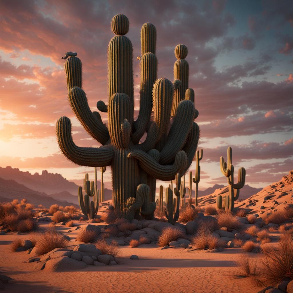 Brutalist Sculpture at Sunset: Desert Art