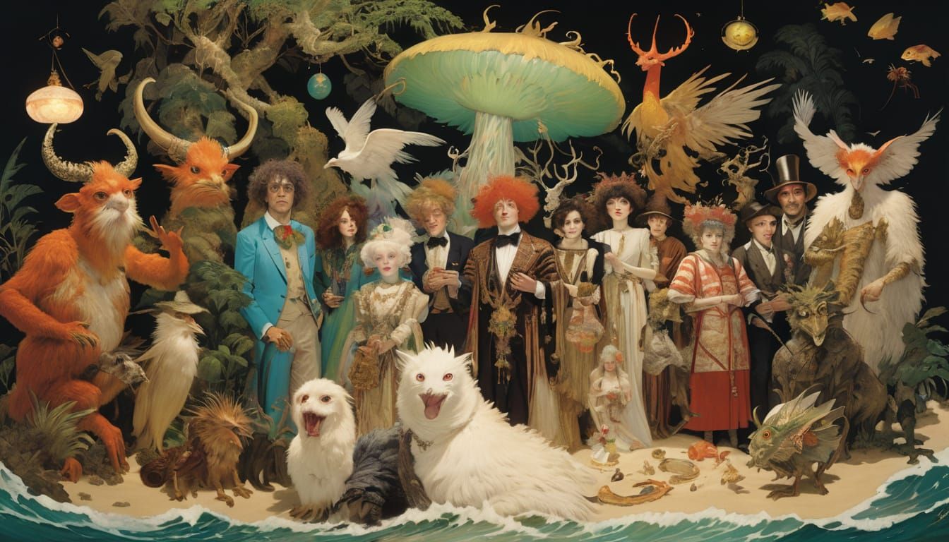 Cryptid Taxidermy and Mythical Creatures Party with Art Nouv...