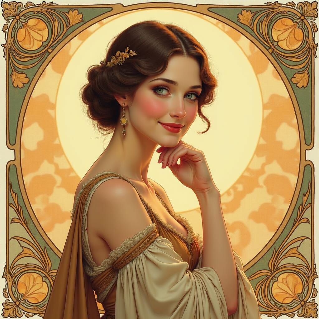 Elegant Woman in Art Nouveau Style