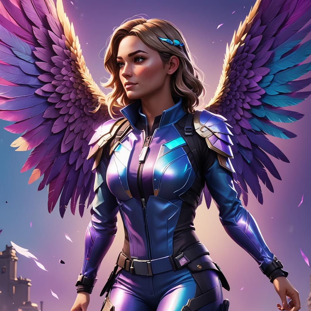 Woman with Wings in Comic Book Style