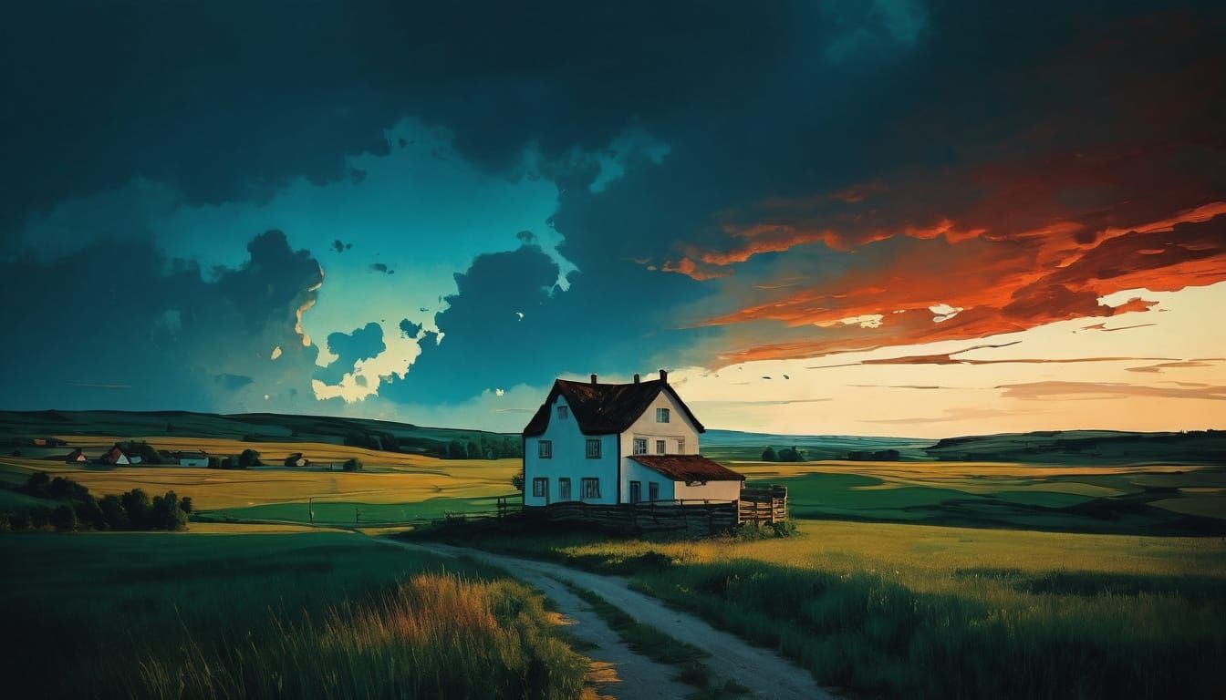 Summer Landscape in Moody Grunge Style