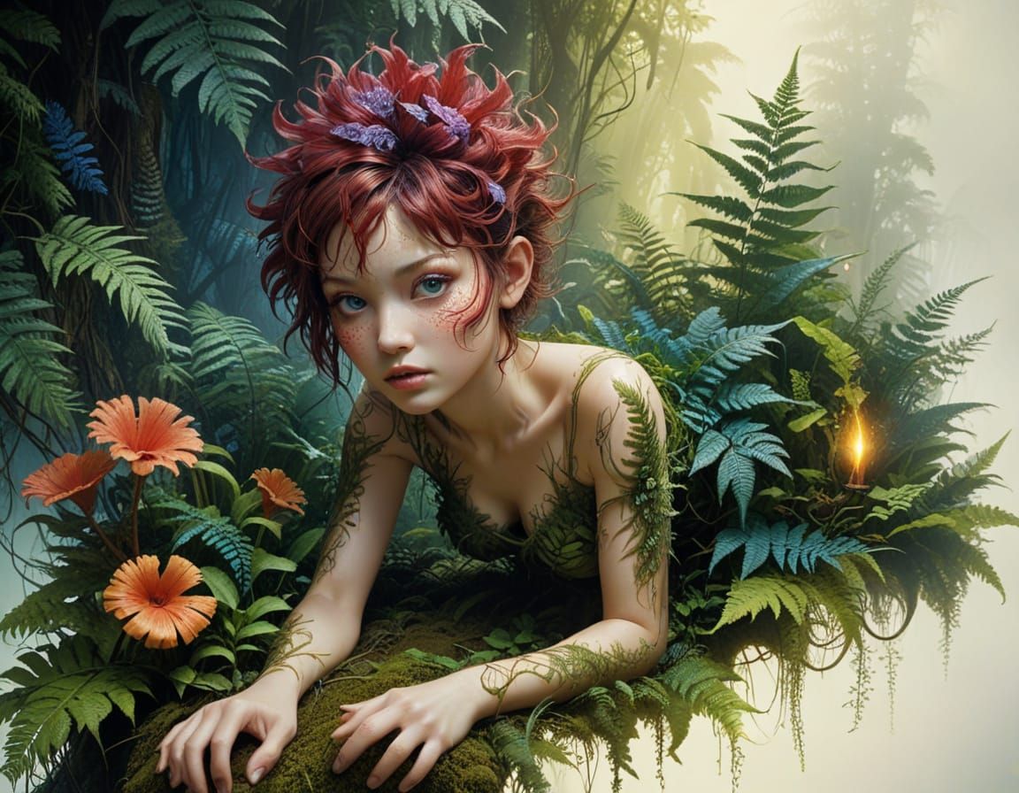 Elemental Harmony: AI Merging with Biomechanical Flora