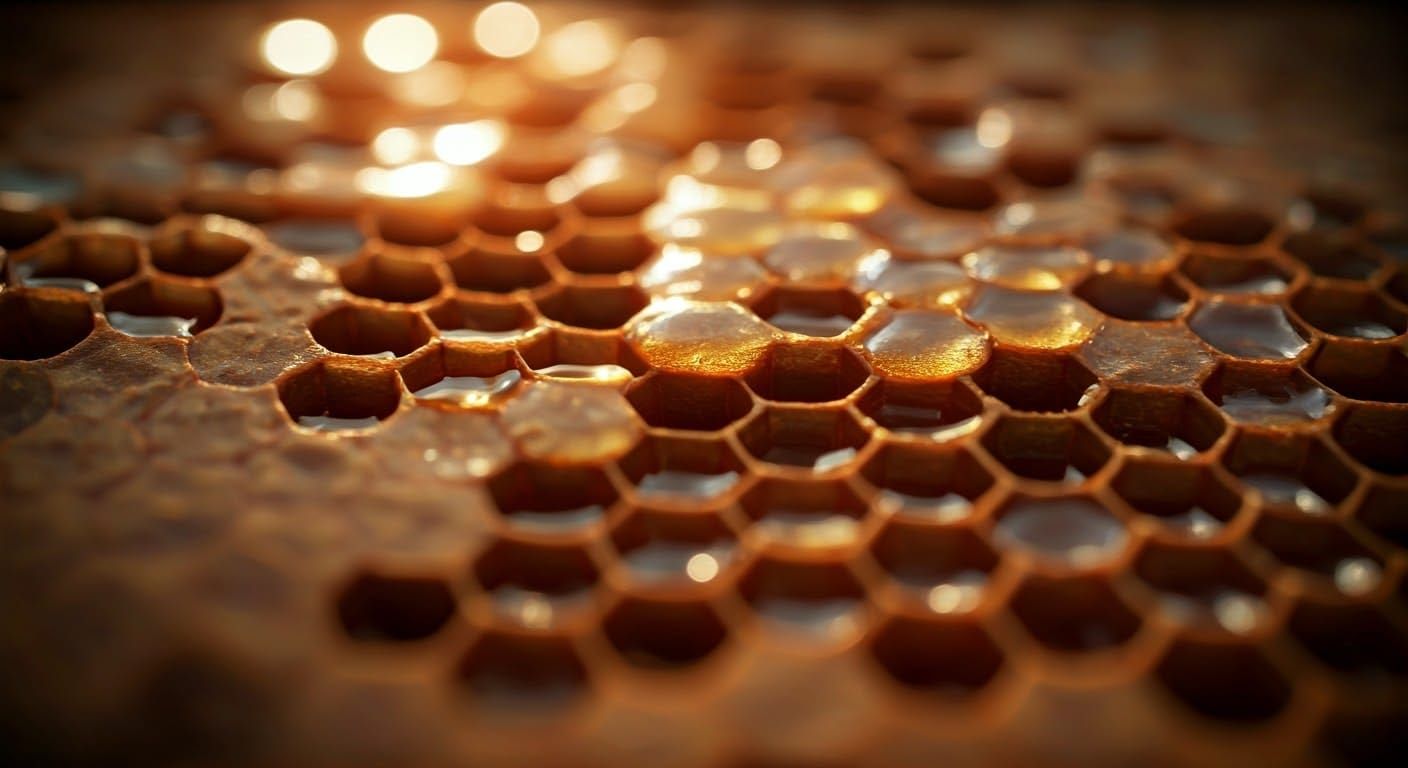 Surreal Honeycomb Macro Study in Photorealistic Style