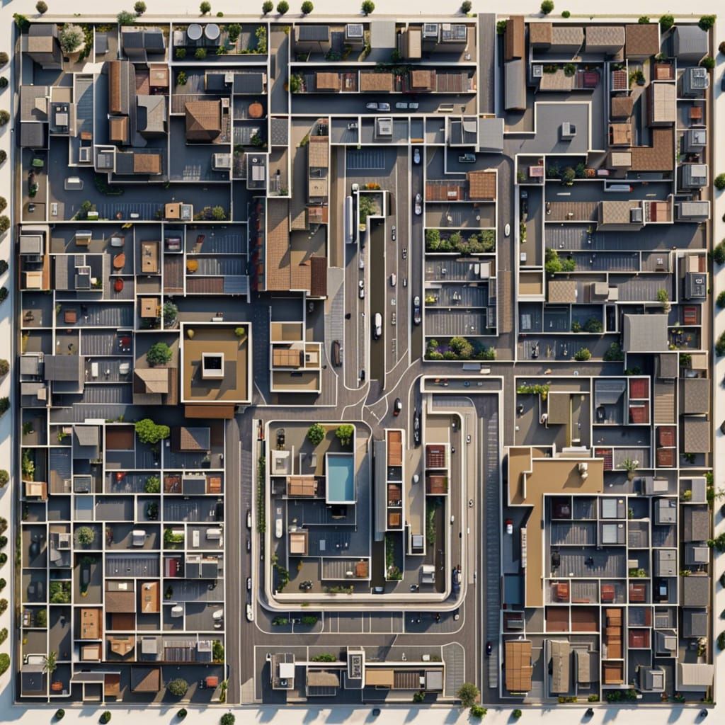 Detailed Top Down View of City Maze