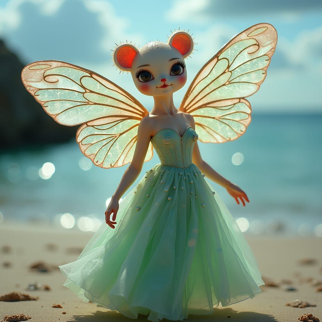 Sea Glass Couture Bear-Orchids Dancing in a Dream