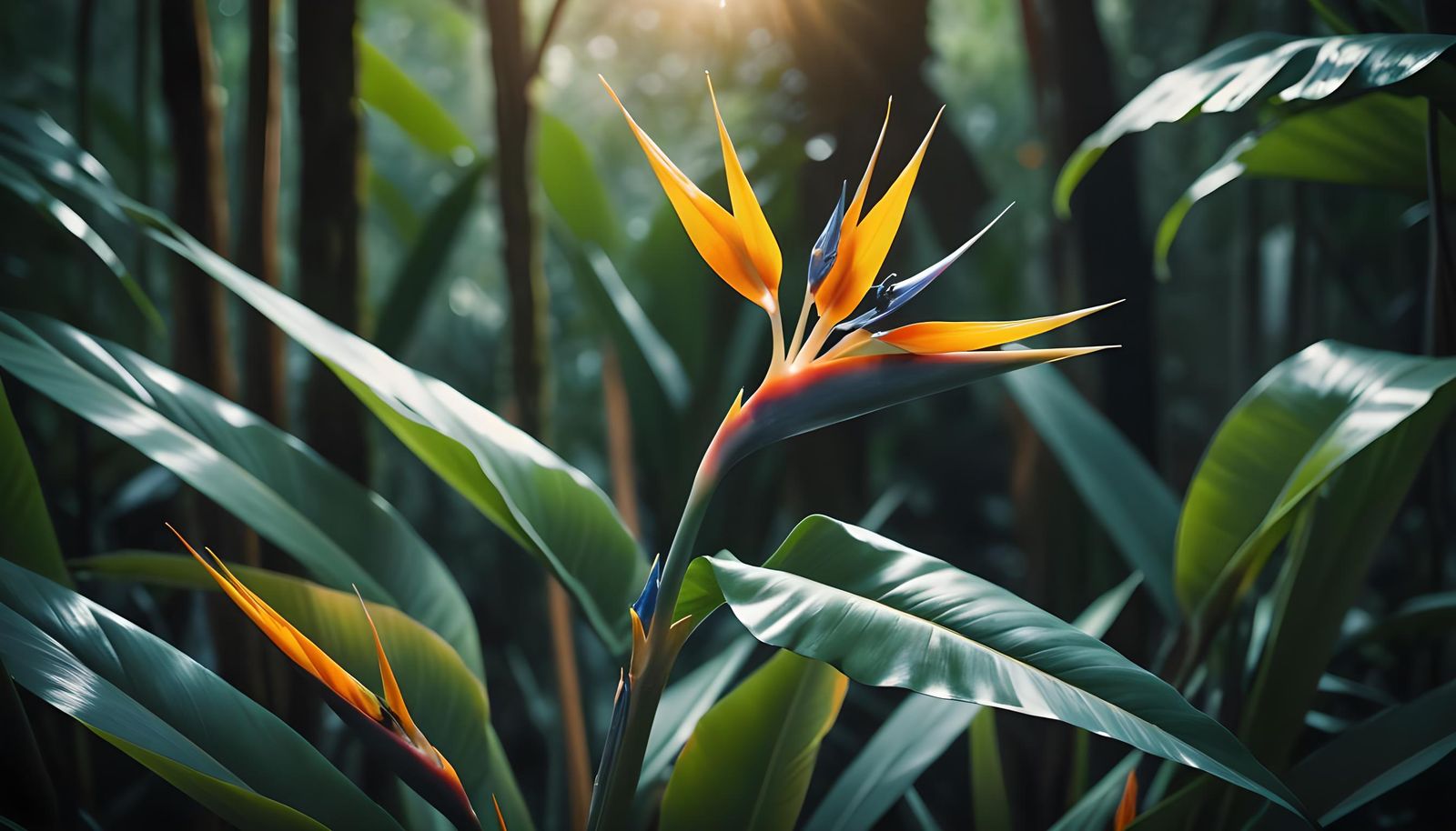 Strelitzia Flower Close-Up: Cinematic Film Still