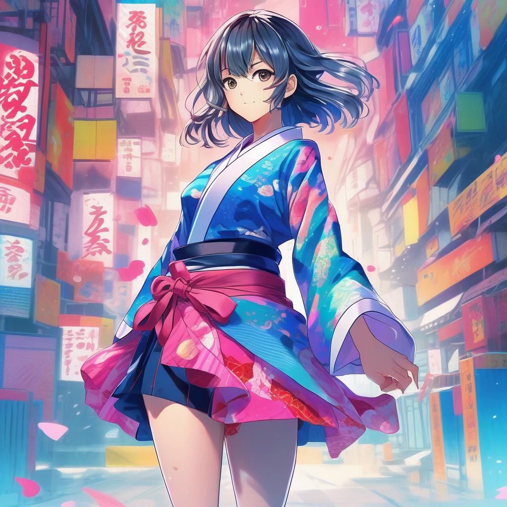 Anime Woman in Vibrant Manga Style