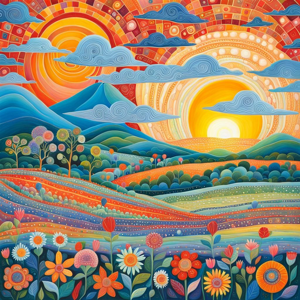 Sunrise Inspired by Abstract Expressionism