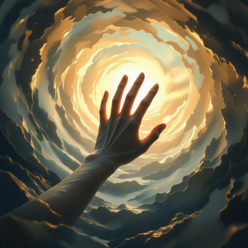 Ethereal Hand Emerging from Memory Vortex in Hyperrealistic ...