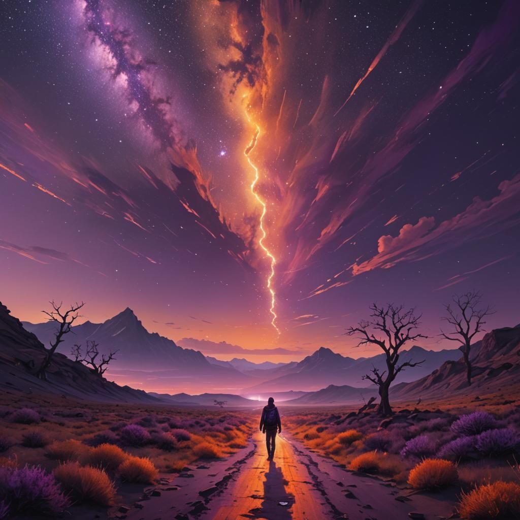 Glowing Path of Freedom: Surreal Landscape Art