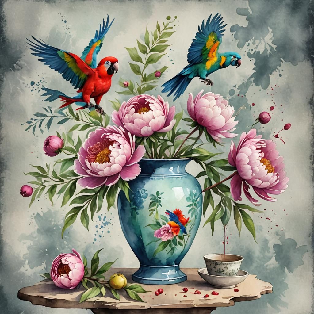 Still life with Peony in a vase