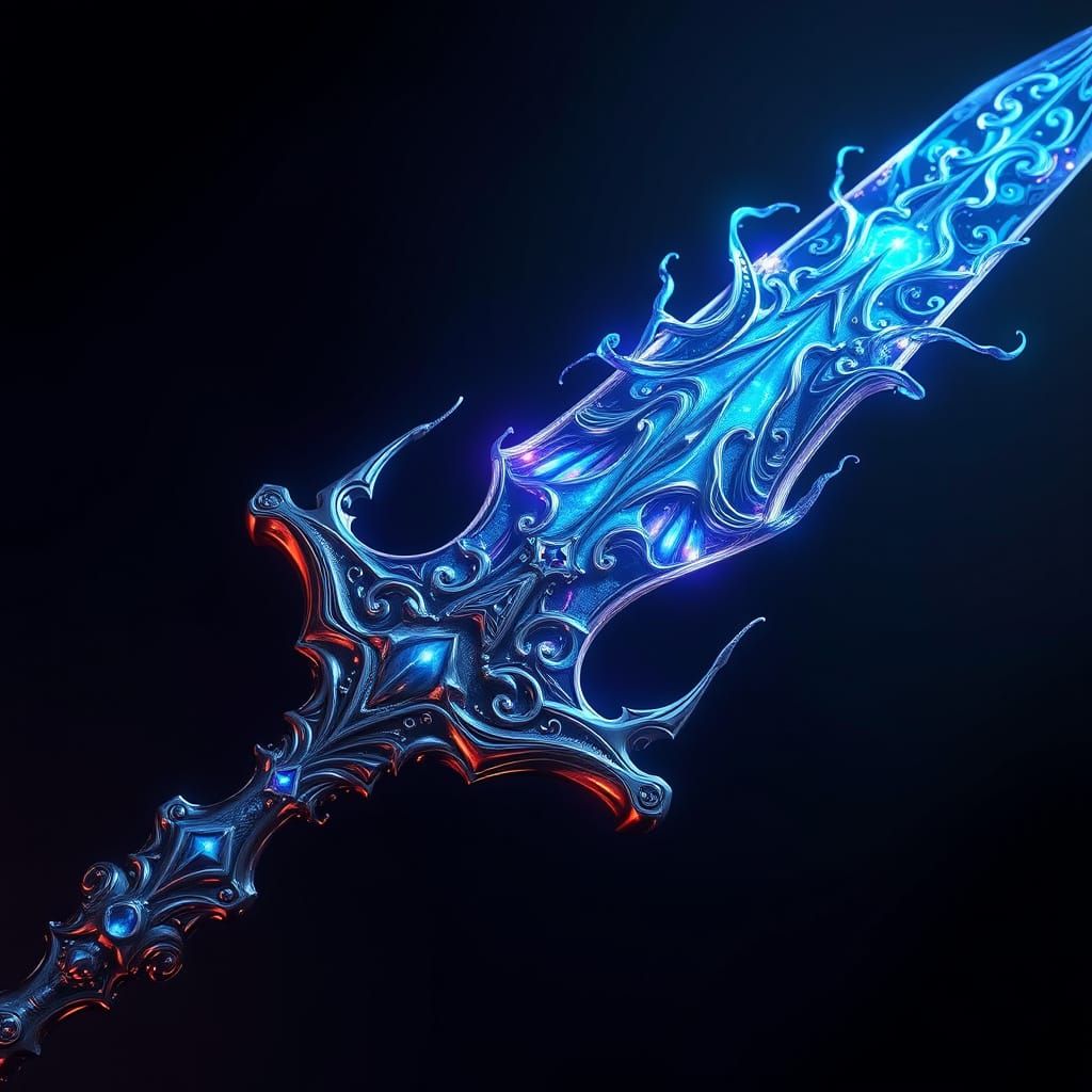 Ethereal Metallic Sword with Iridescent Slime