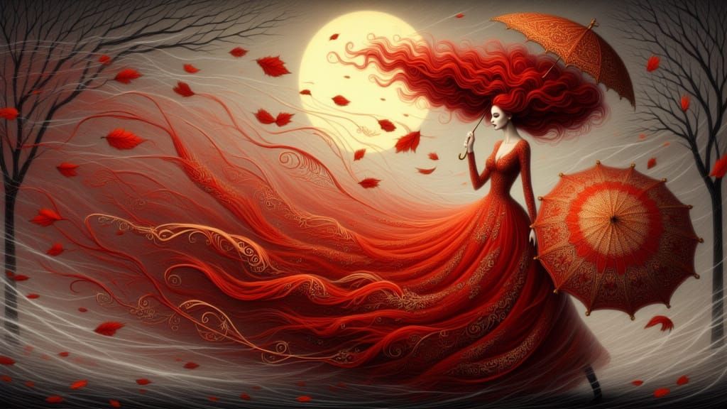 Spanish Dancer on Stage in Abstract Expressionist Style