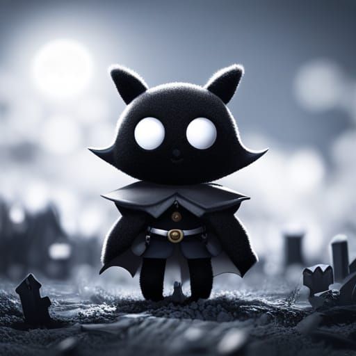 Cute Bat Plush Toy in Graveyard