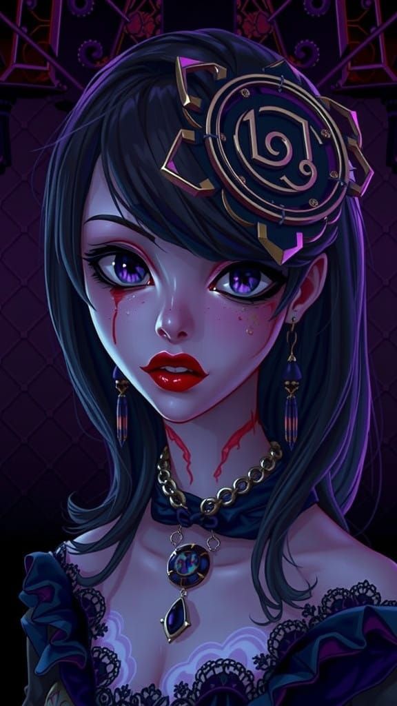 Ethereal Goth Portrait in Cyberpunk Style