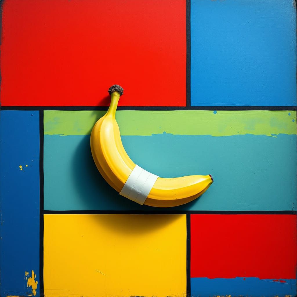 Mondrian-Inspired Banana Art Piece