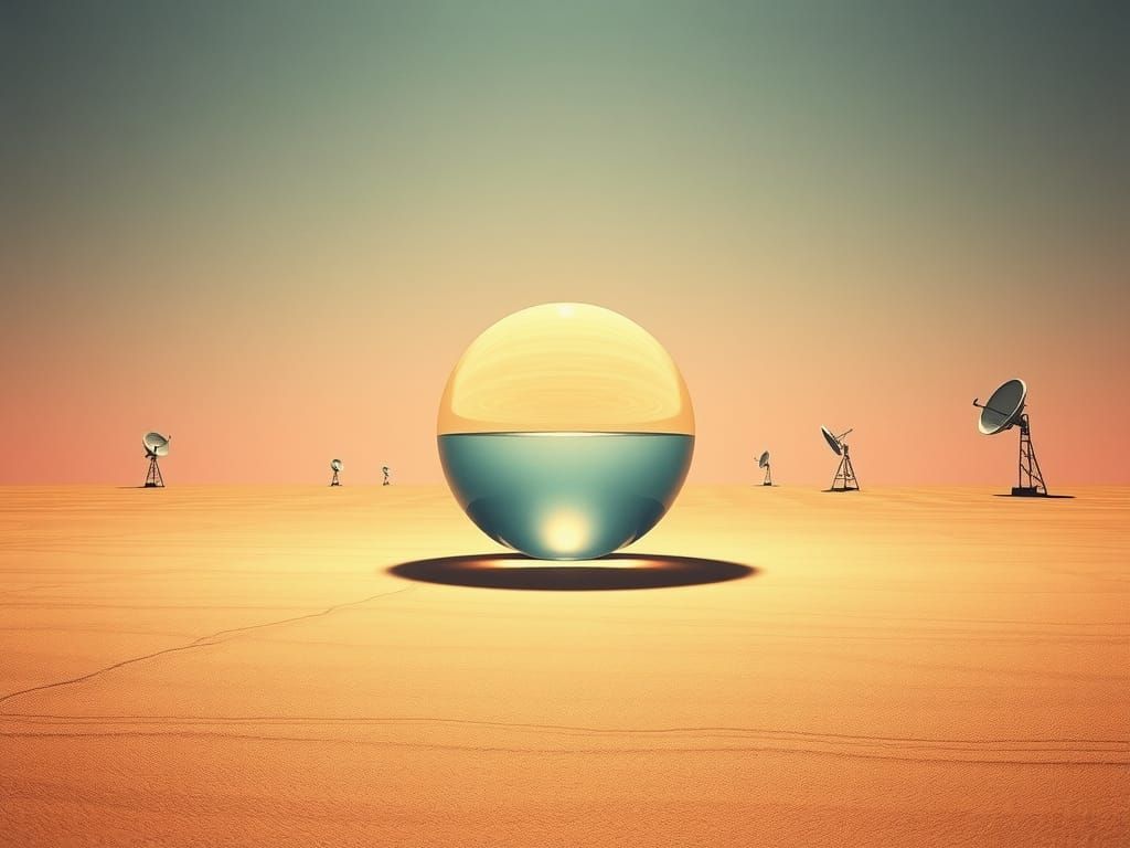 Glass Orb in Surreal Alien Landscape