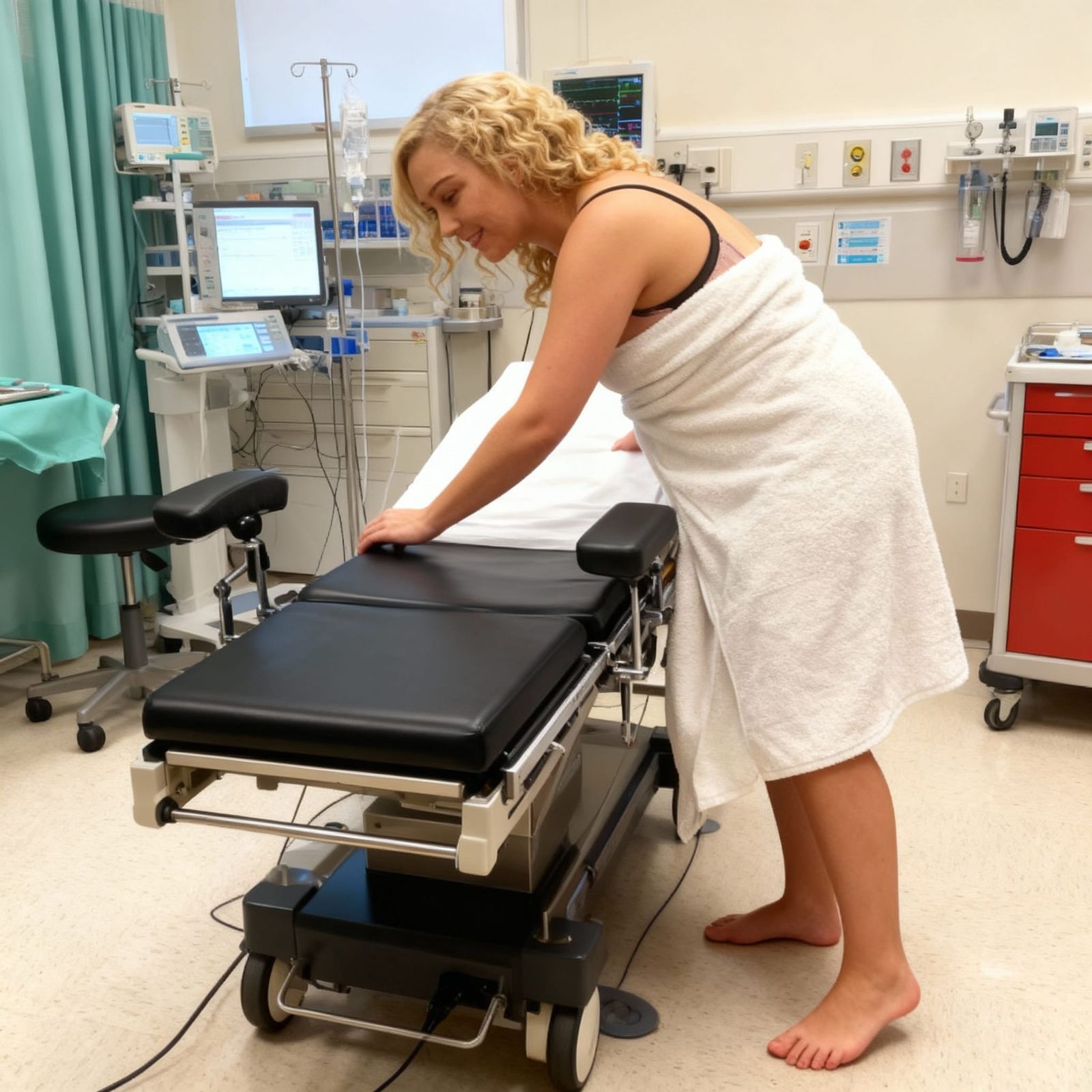 Patient Prepares for Surgery in Hospital Towel