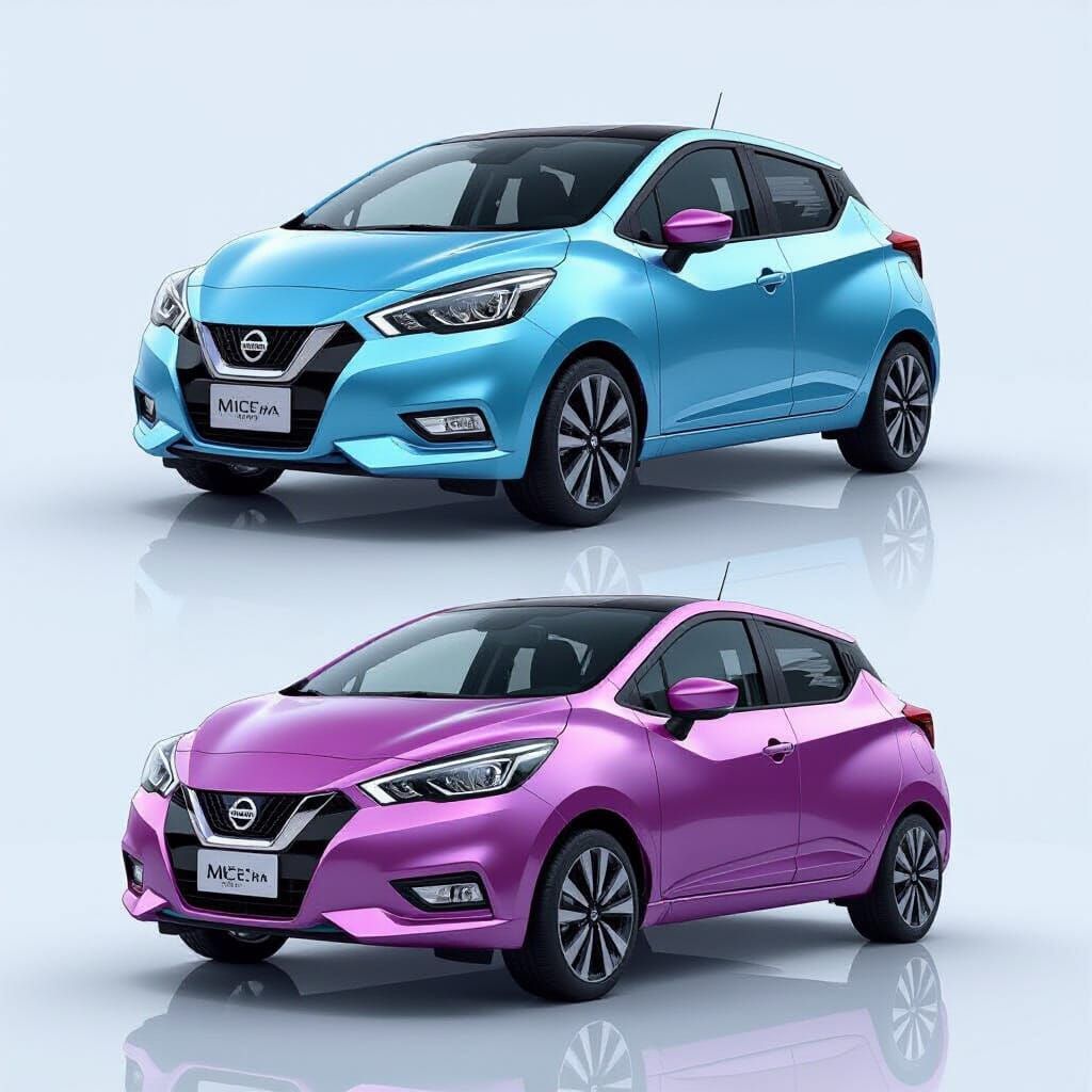 Futuristic Nissan Micra Concept Art in Digital Painting Styl...