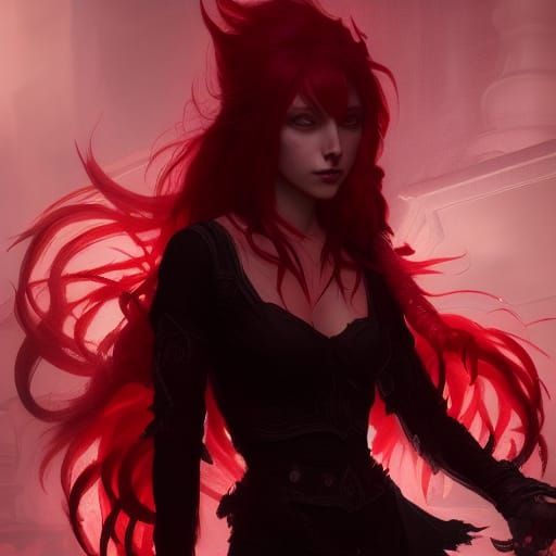 Intricate Demon Girl with Red Hair